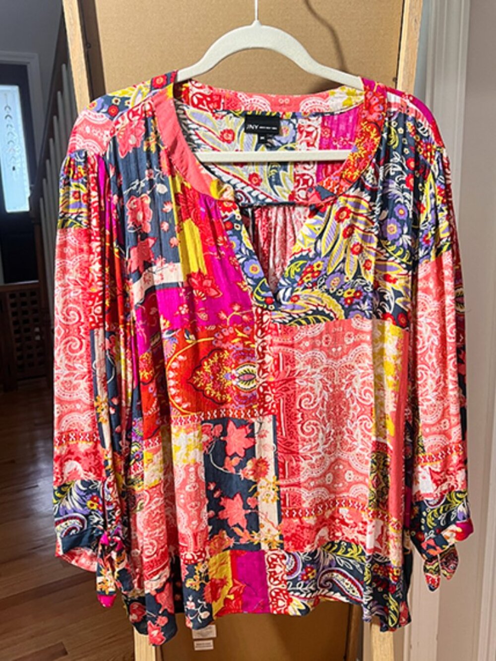 Jones New York (JNY) | Vibrant Patchwork Floral Split-Neck Tunic